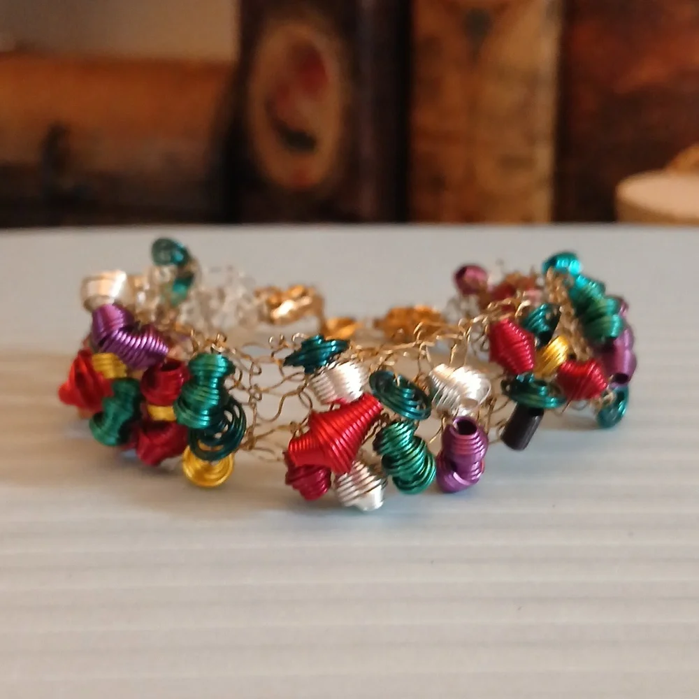 Women's Artisan Colorful Wire Wrapped Statement Bracelet